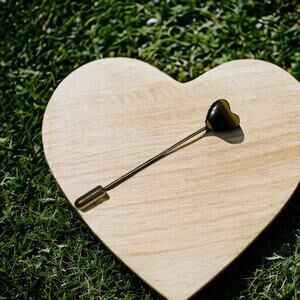 Vintage Tigers Eye Heart Hat Pin/Stick Pin - Natural Stone Lapel Pin